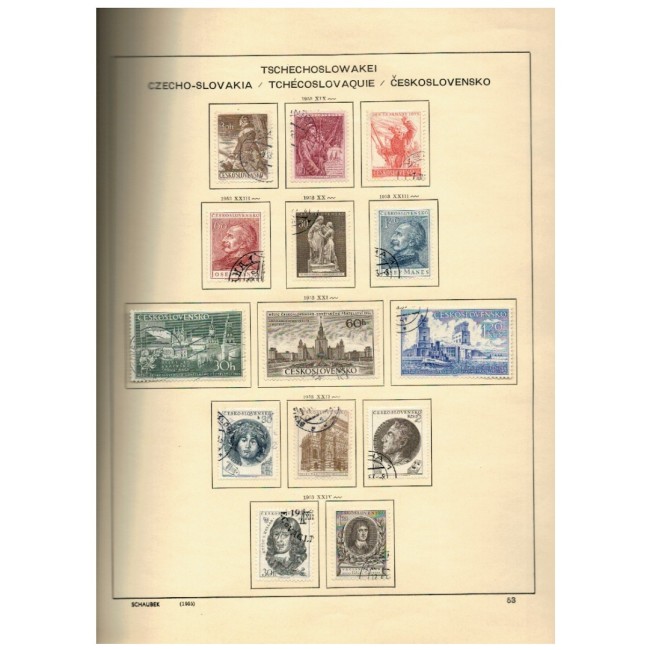 Cehoslovacia 1945-1975 - Colecție timbre stampilate, pe file, in album, aproape complet