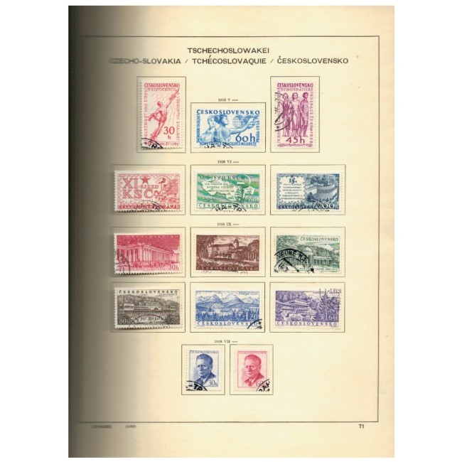 Cehoslovacia 1945-1975 - Colecție timbre stampilate, pe file, in album, aproape complet