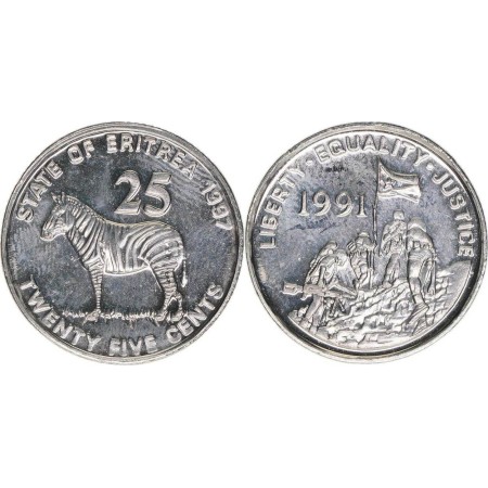 Eritrea 1997 - 25 cents, zebra, UNC