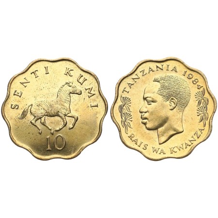 Tanzania 1984 - 10 senti, zebra, UNC