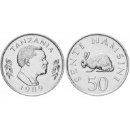 Tanzania 1989 - 50 senti, iepure, UNC