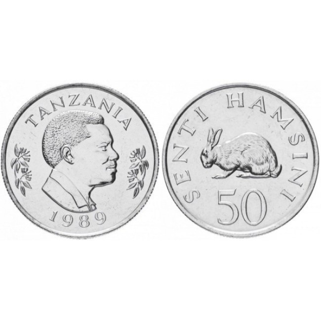 Tanzania 1989 - 50 senti, iepure, UNC Tanzania 1989 - 50 senti, iepure, UNC