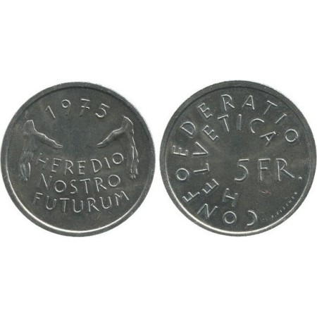 Elvetia 1975 - 5 francs UNC