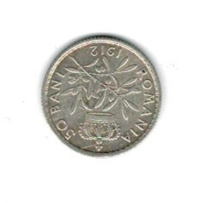 Romania 1912 - 50 bani, argint, circulata Romania 1912 - 50 bani, argint, circulata