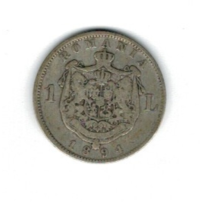 Romania 1894 - 1 leu, argint, circulat Romania 1894 - 1 leu, argint, circulat