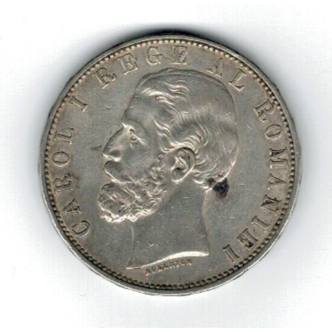Romania 1883 - 5 lei, argint, Kullrich pe 6.5mm, circulat Romania 1883 - 5 lei, argint, Kullrich pe 6.5mm, circulat