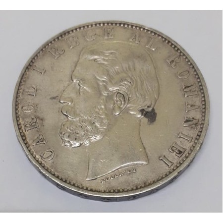 Romania 1883 - 5 lei, argint, Kullrich pe 6.5mm, circulat Romania 1883 - 5 lei, argint, Kullrich pe 6.5mm, circulat