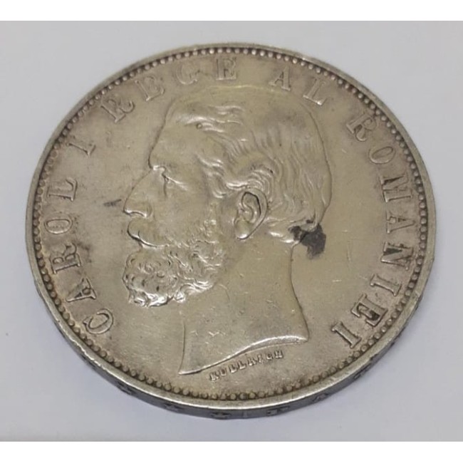 Romania 1883 - 5 lei, argint, Kullrich pe 6.5mm, circulat Romania 1883 - 5 lei, argint, Kullrich pe 6.5mm, circulat