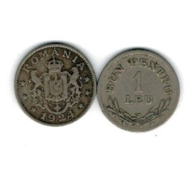 Romania 1924 - 1 leu, Poissy, circulata