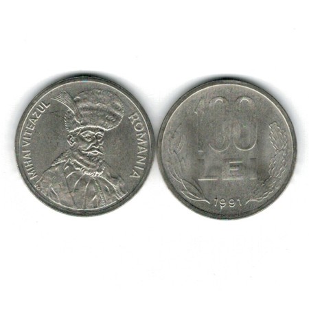 Romania 1991 - 100 lei, varianta rara cu 9 rotunjit