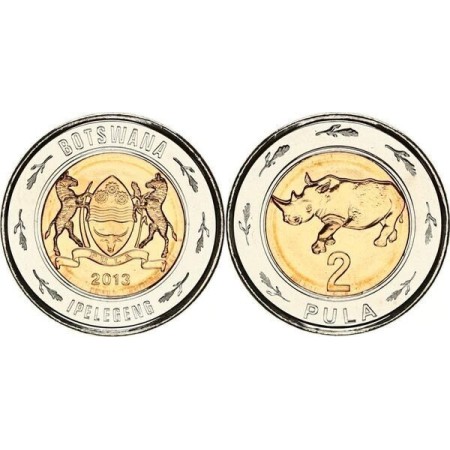 Botswana 2013 - 2 pula, rinocer, UNC