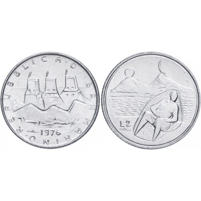 San Marino 1976 - 2 lire UNC San Marino 1976 - 2 lire UNC