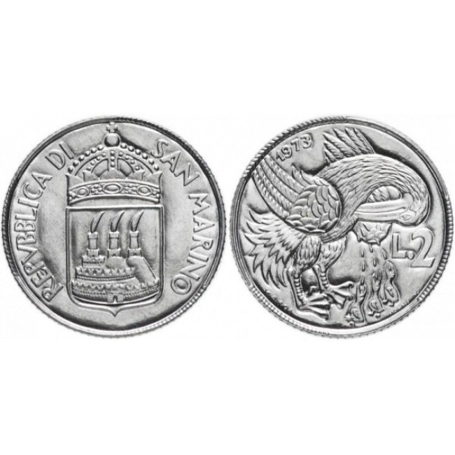 San Marino 1973 - 2 lire UNC San Marino 1973 - 2 lire UNC