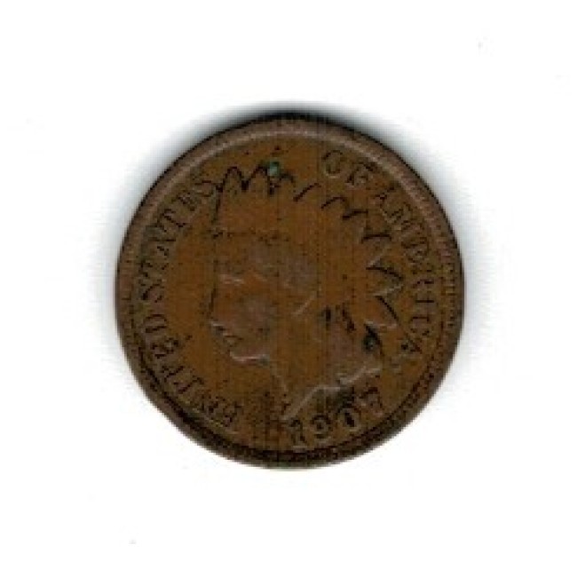 SUA 1907 - 1 cent Indian Head, circulata
