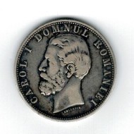 Romania 1881 - 5 lei, Carol I DOMNUL, Ag, circulata