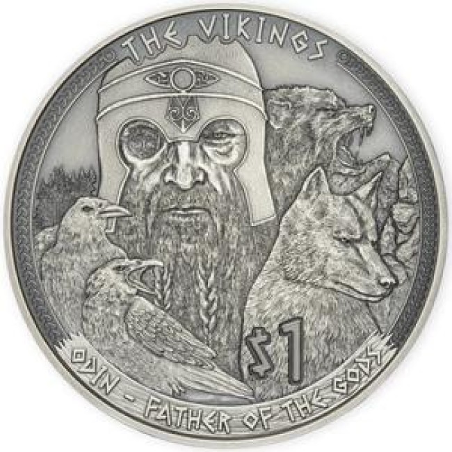 Samoa 2022 - 1 dollar, Vikings, Odin, argint, UNC Samoa 2022 - 1 dollar, Vikings, Odin, argint, UNC