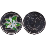 Curacao 2025 - 50 cents, floare, color, UNC