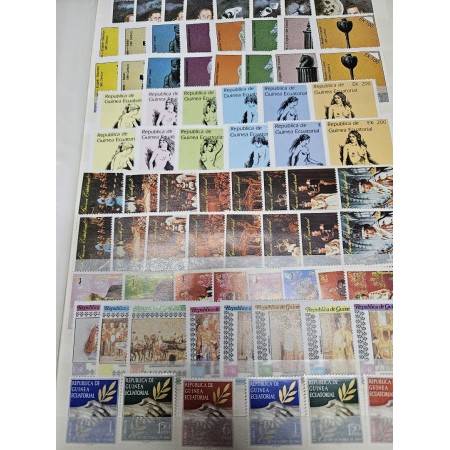 Guinea Ecuatoriala - Colectie timbre si colite neuzate in clasor