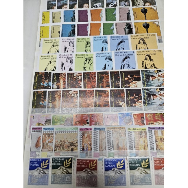 Guinea Ecuatoriala - Colectie timbre si colite neuzate in clasor
