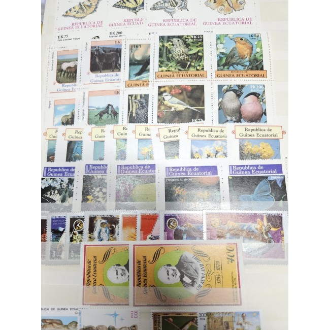 Guinea Ecuatoriala - Colectie timbre si colite neuzate in clasor