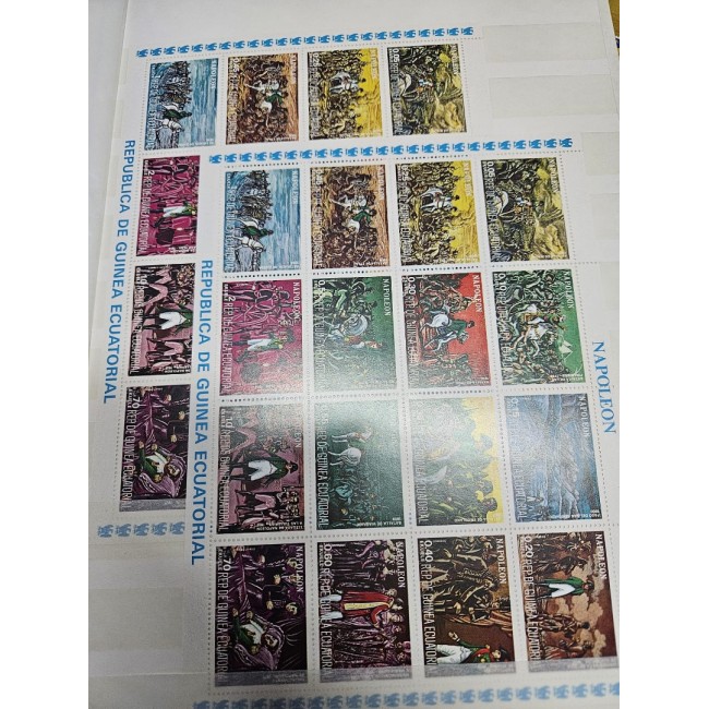 Guinea Ecuatoriala - Colectie timbre si colite neuzate in clasor