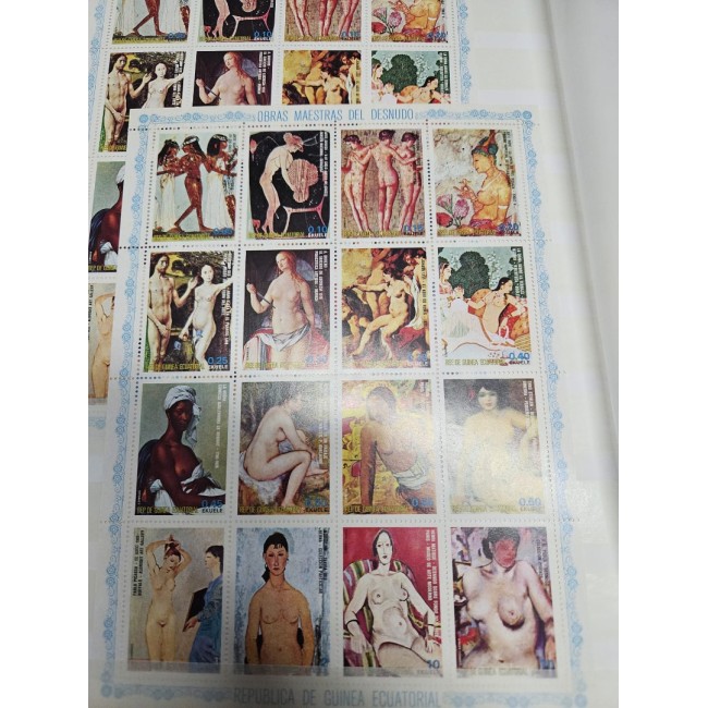 Guinea Ecuatoriala - Colectie timbre si colite neuzate in clasor