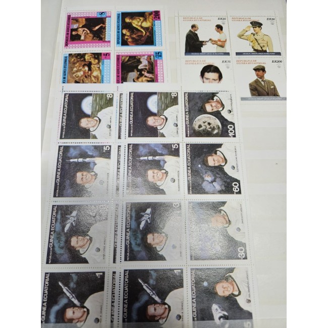 Guinea Ecuatoriala - Colectie timbre si colite neuzate in clasor