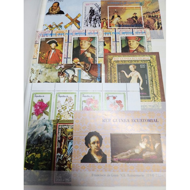 Guinea Ecuatoriala - Colectie timbre si colite neuzate in clasor