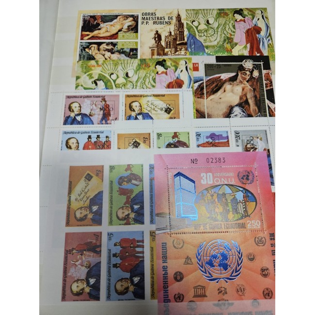 Guinea Ecuatoriala - Colectie timbre si colite neuzate in clasor
