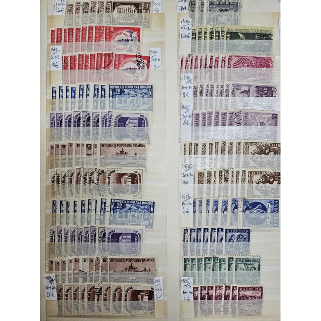Romania - Colecție veche de timbre stampilate in clasor, in principal anii 1950