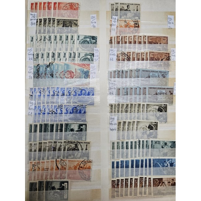 Romania - Colecție veche de timbre stampilate in clasor, in principal anii 1950