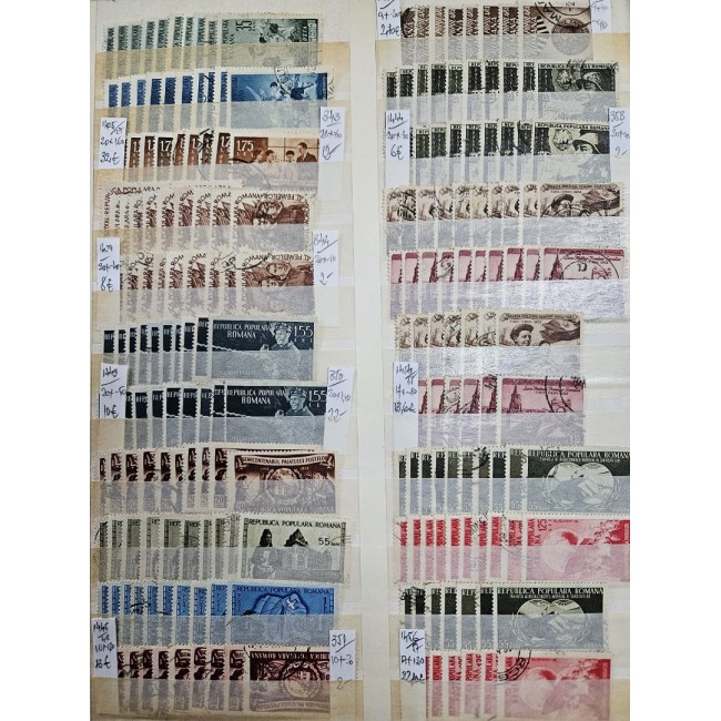 Romania - Colecție veche de timbre stampilate in clasor, in principal anii 1950
