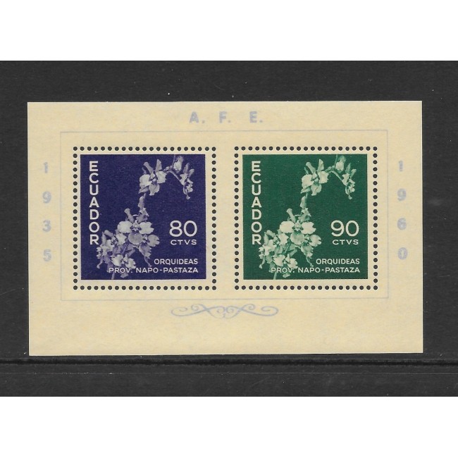 Ecuador 1960 - Flori, orhidee, colita neuzata