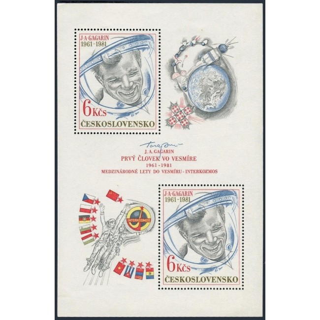 Cehoslovacia 1981 - Gagarin, cosmonautica, bloc neuzat