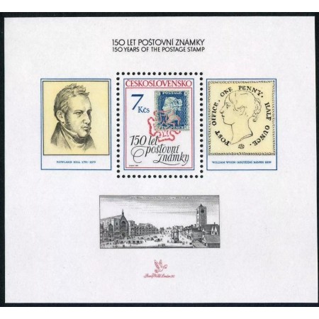 Cehoslovacia 1990 - Aniversare 150 de ani de la primul timbru, colita neuzata