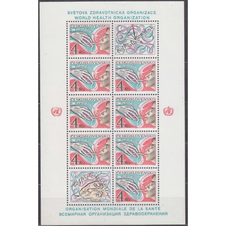 Cehoslovacia 1981 - Campania anti-fumat, OMS, medicina, minicoala neuzata