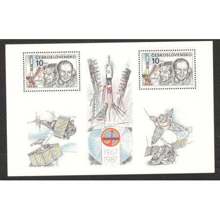 Cehoslovacia 1987 - Interkosmos, cosmonautica, bloc neuzat