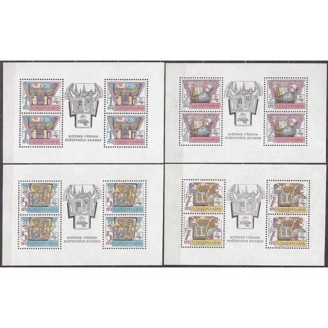 Cehoslovacia 1988 - Biblioteca Naționala, serie minicoli neuzate