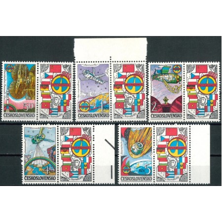 Cehoslovacia 1984 - Interkosmos, cosmonautica, serie neuzata cu viniete