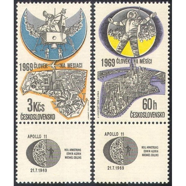 Cehoslovacia 1969 - Apollo 11, aselenizarea, serie neuzata