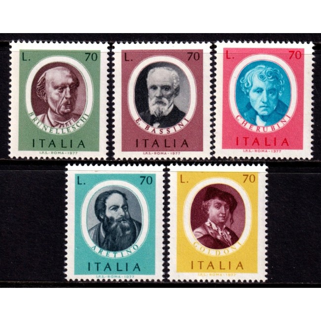 Italia 1977 - Portrete, artiști, personalități, arta, serie neuzata