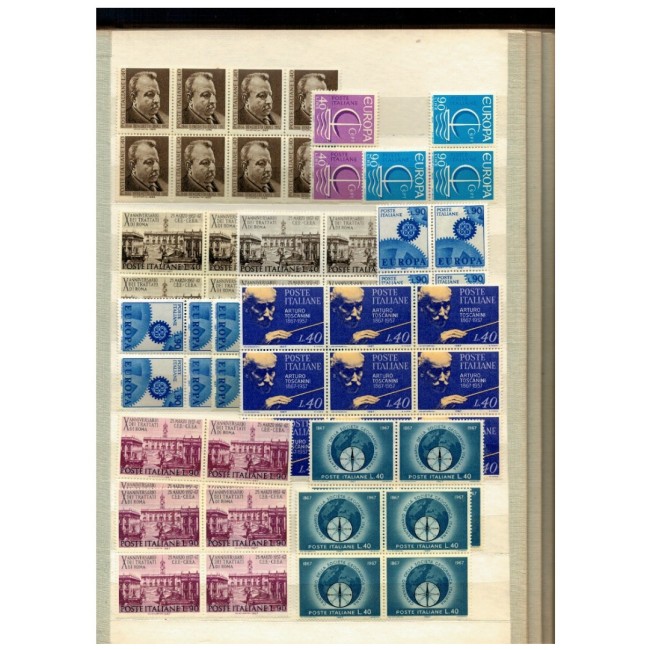 Italia - Colecție timbre vechi neuzate in clasor, cu dubluri