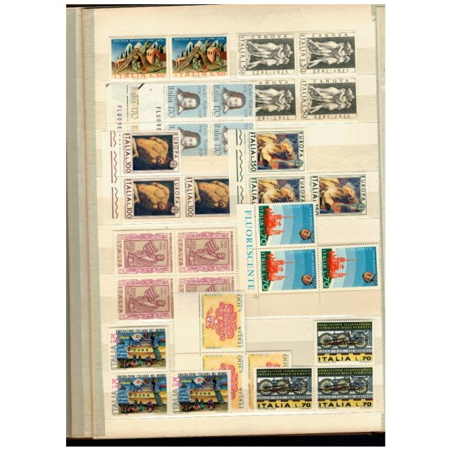 Italia - Colecție timbre vechi neuzate in clasor, cu dubluri