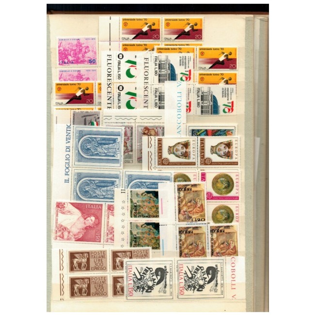 Italia - Colecție timbre vechi neuzate in clasor, cu dubluri