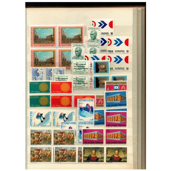 Italia - Colecție timbre vechi neuzate in clasor, cu dubluri
