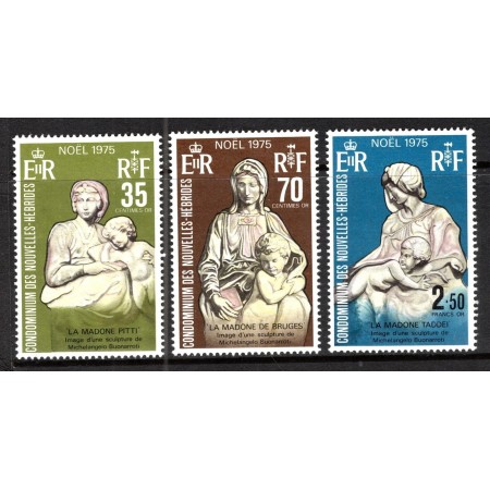 New Hebrides Fr 1975 - Crăciun, statui, serie neuzata