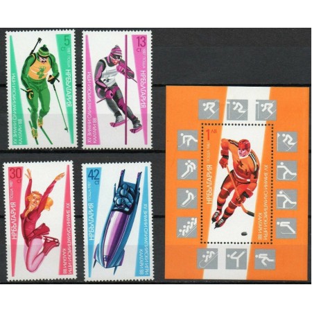 Bulgaria 1987 - Jocurile Olimpice de iarna, sport, serie si colita neuzata