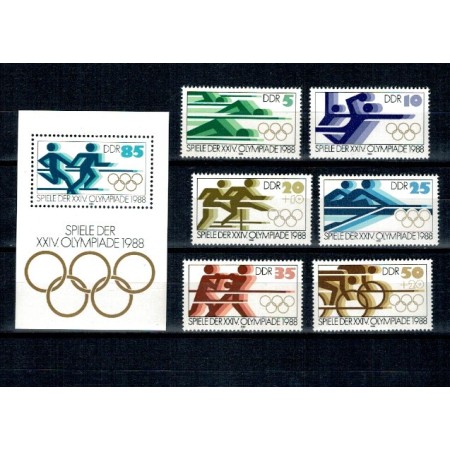 DDR 1988 - Jocurile Olimpice, sport, serie si colita neuzata