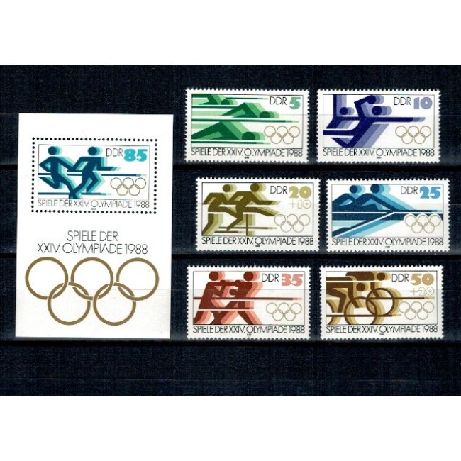 DDR 1988 - Jocurile Olimpice, sport, serie si colita neuzata