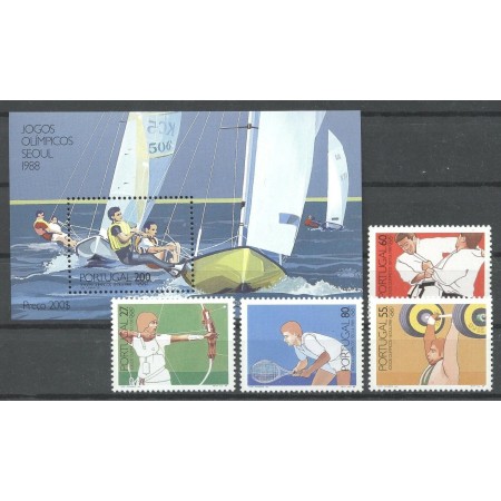 Portugalia 1988 - Jocurile Olimpice, sport, serie si colita neuzata
